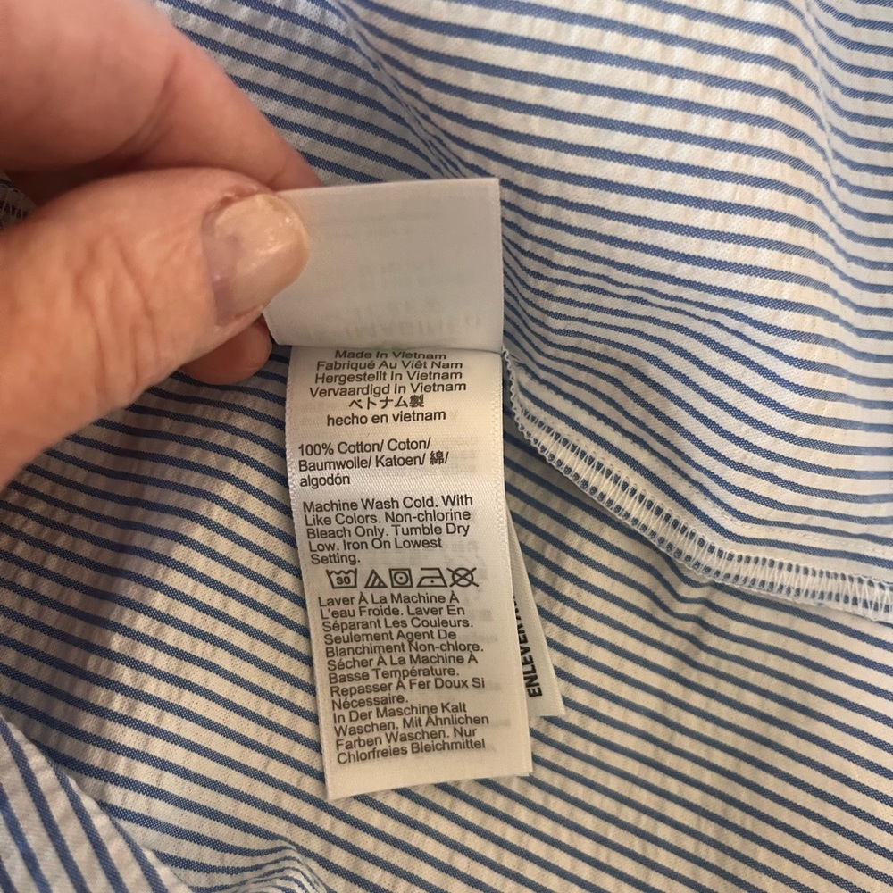 J. Crew Blue and White Striped Sleeveless V-Neck Tiered Dress - Picture 5 of 7